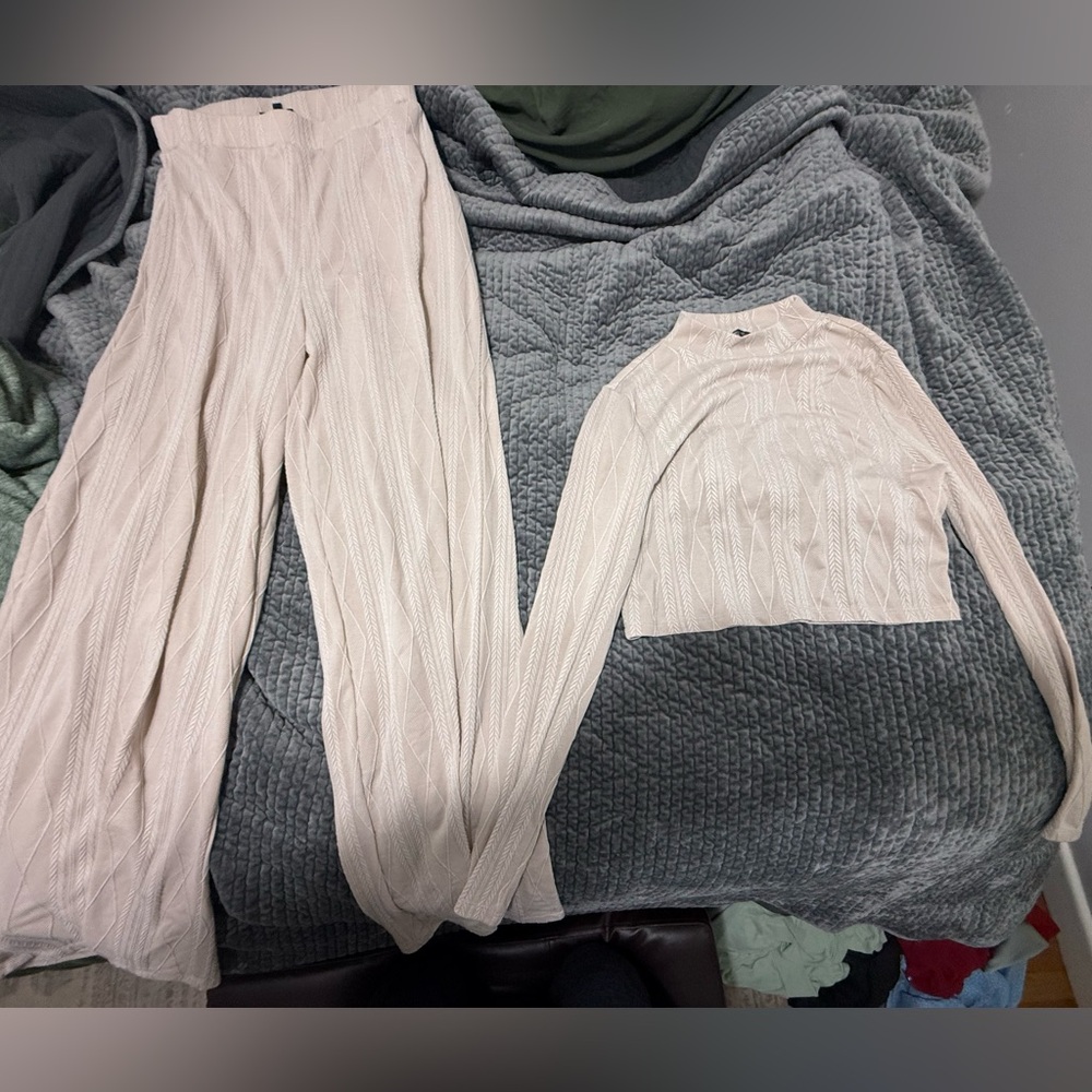 Cream Knit Sweater and Pants Set